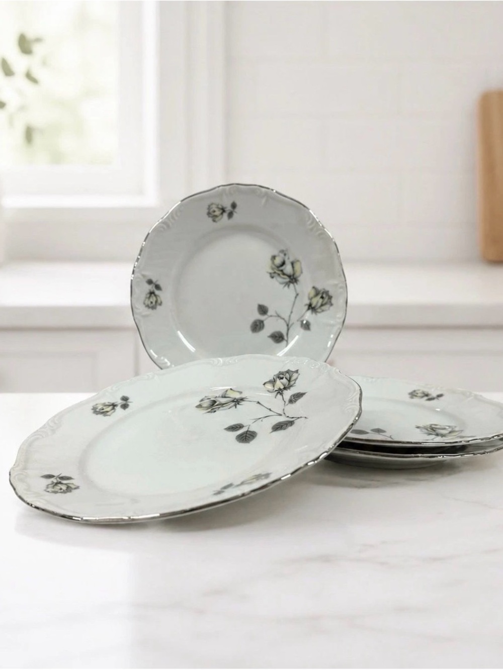 Edelstein Bavaria Maria Theresia Primrose 7.5” Salad Plates Set of 4 Germany Vtg